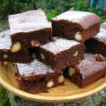 A platter of macadamia nut brownies.
