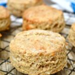 Greek yoghurt cheese scones cooling on wire rack.