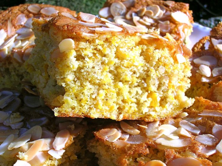 Squares of gluten free almond squash cake.
