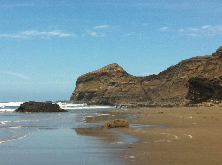 A view of Strangles Beach, North Cornish Coast.