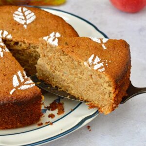 A slice of apple and thyme cake.