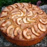 Apple hazelnut cake with sultanas and chocolate chips.