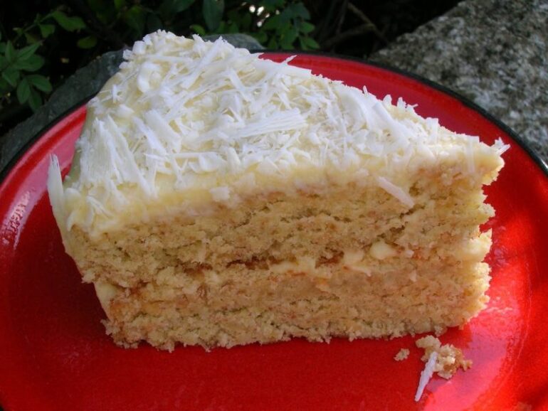 Slice of Coconut Milk Layer Cake