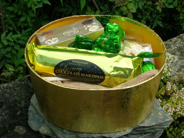 One of the boxes from the Golden Tower Hamper.