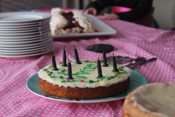 A pina colada birthday cake with candles - one of several boozy chocolate recipes.