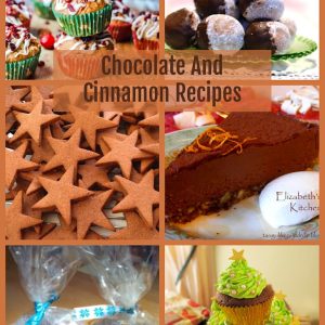 Pin collage of six chocolate and cinnamon recipes.