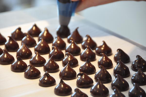 Piped chocolate ganache. Picture courtesy of Sadie Phillips.