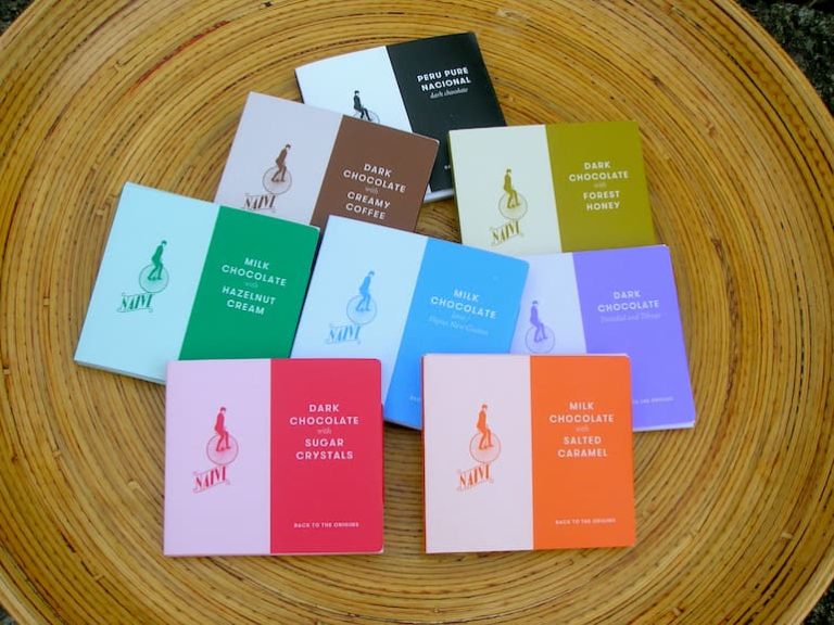 The Chocolate Naive Library Collection laid out on a tray.
