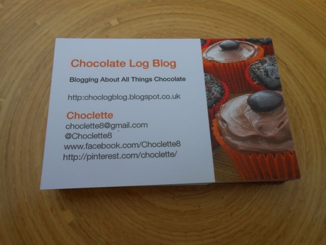 Moo business cards for Chocolate Log Blog.