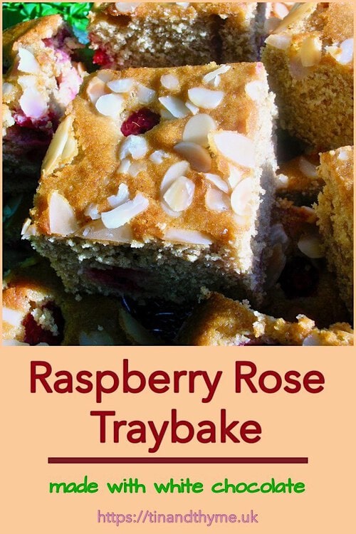 Raspberry Rose White Chocolate Traybake