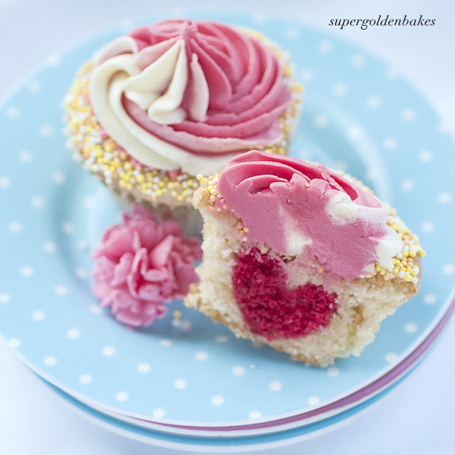 Raspberry Lemon Swirl Cupcakes via SuperGolden Bakes