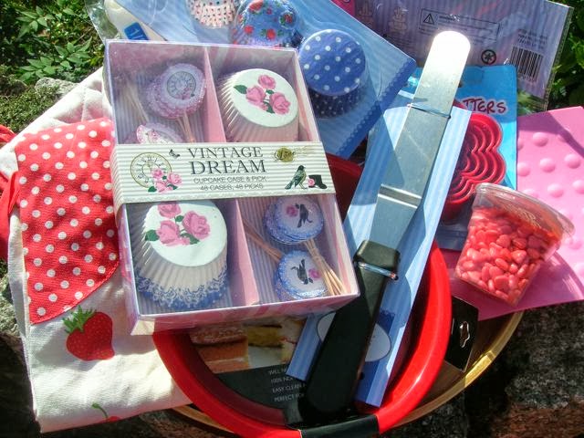 A box of baking items from Home Bargains.
