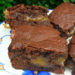 A plate of Marmite caramel brownies.