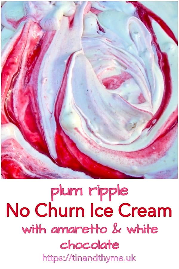 Plum ripple ice cream before freezing.