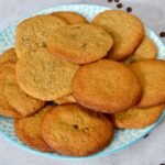 A plate of malted chocolate chip cookies.
