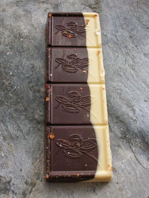 Naga chilli chocolate bar unwrapped.