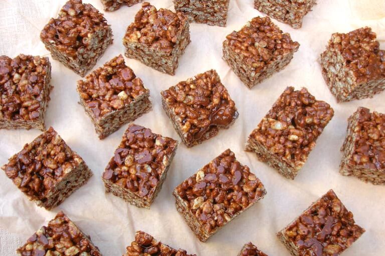 Homemade chocolate marshmallow crispies.
