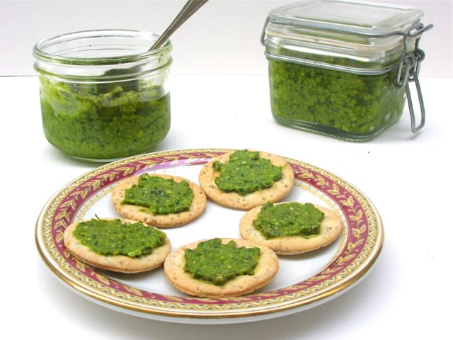 Image of Pesto made with fat hen weed leaves