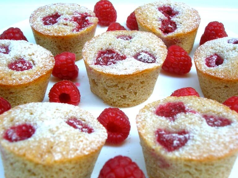 Homemade gluten-free raspberry rose friands.