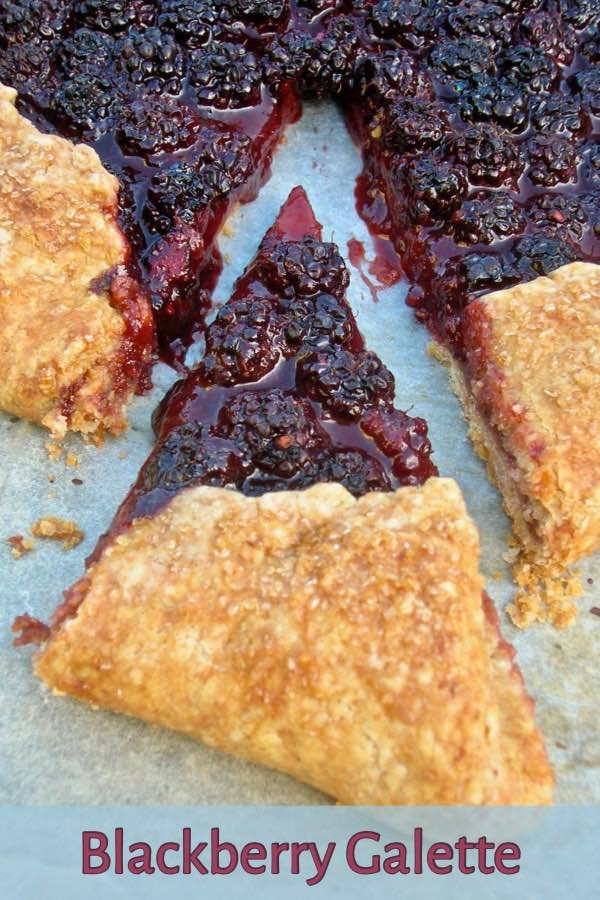 A slice of blackberry galette - a rustic French tart.