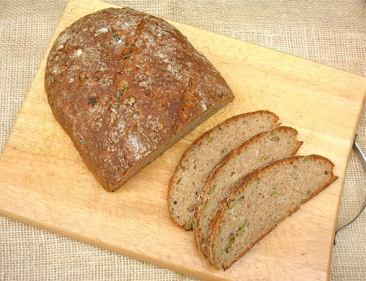Olive Garlic Spelt Bread with Halloumi aka Eliopsomi Tin and Thyme