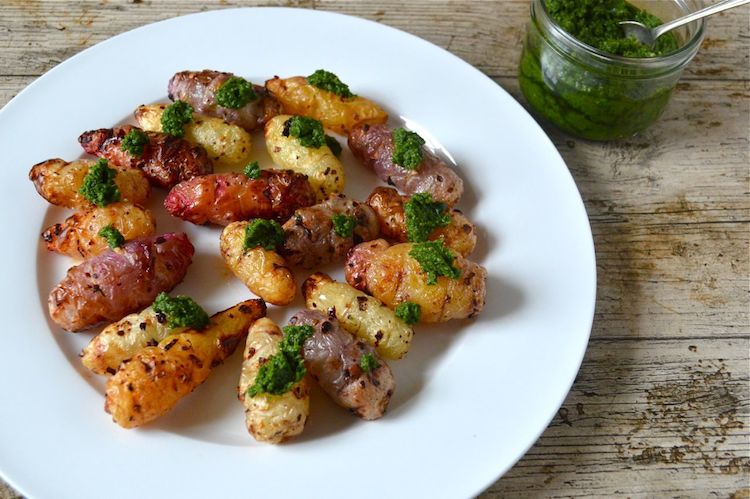 Chilli Roasted Oca With Hedgerow Pesto Two Recipes For The Price Of One Tin And Thyme