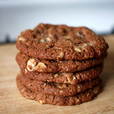 Anzac biscuits with milo and white chocolate. One of a collection of chocolate biscuit and cookie recipes.