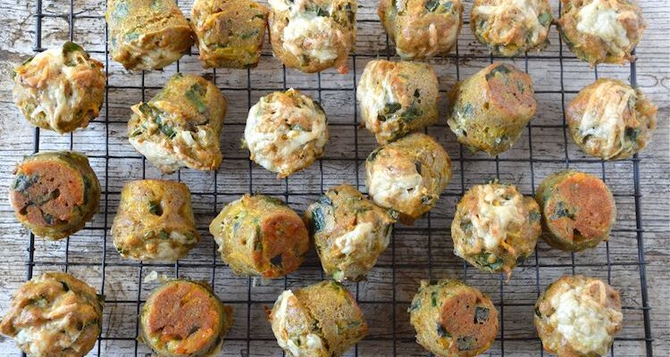 Carrot, Cabbage & Cheddar Mini Muffins with Garlic Scapes