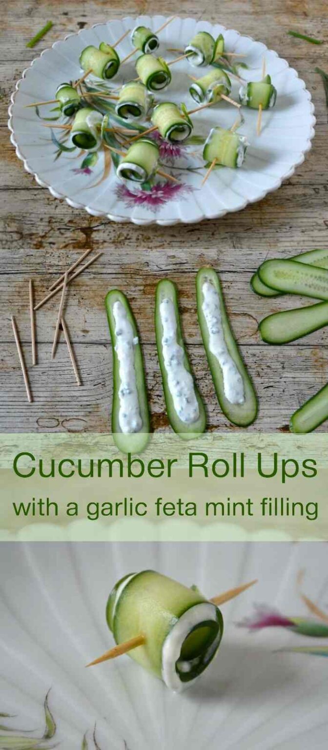 Cucumber RollUps with Feta Mint Filling Tin and Thyme