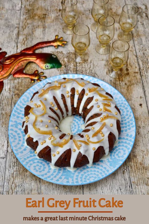 Earl Grey Fruit Cake with Orange Icing.