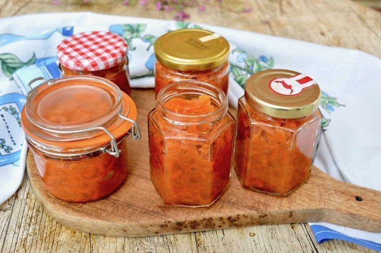Five Jars of Easy Carrot Jam - Moraba-ye Havij