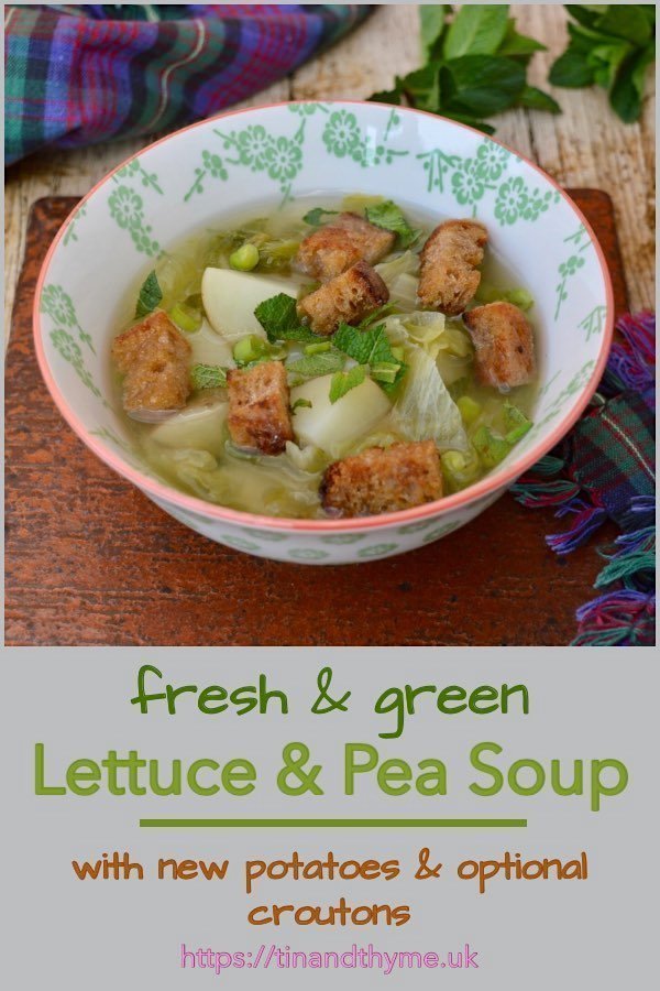 Lettuce & Pea Soup with New Potatoes and Optional Croutons