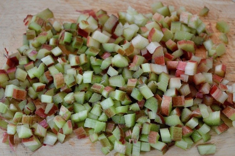 Finely chopped rhubarb.