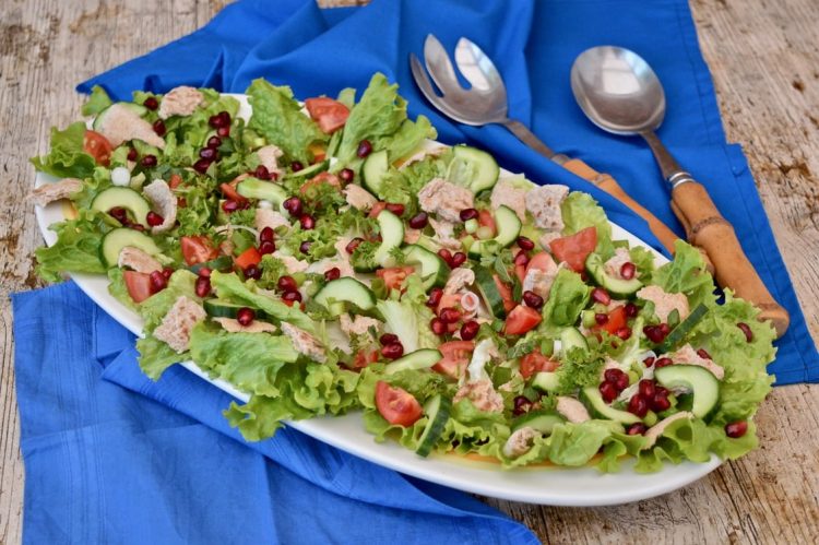 Fattoush - Middle Eastern Bread Salad with Pomegranate