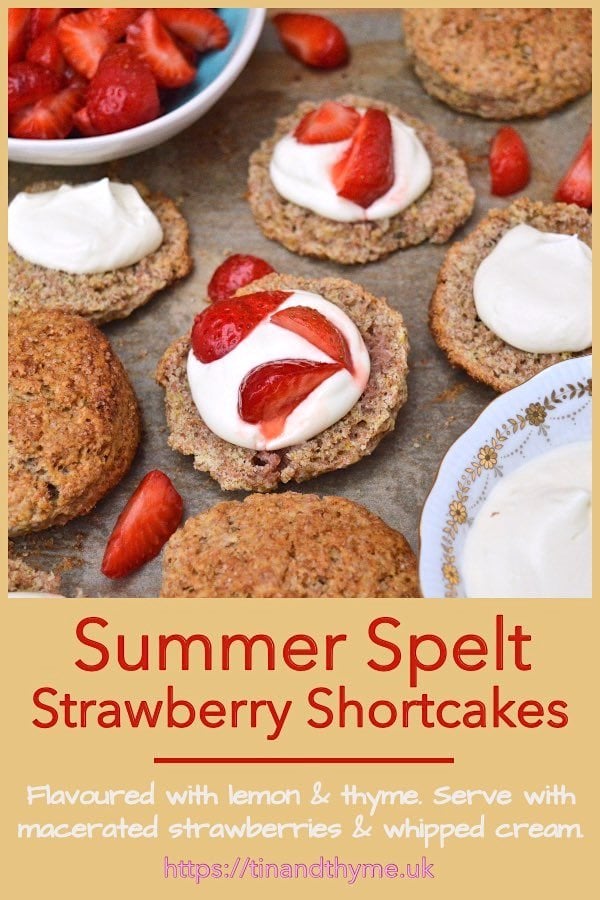Summer spelt strawberry shortcakes.