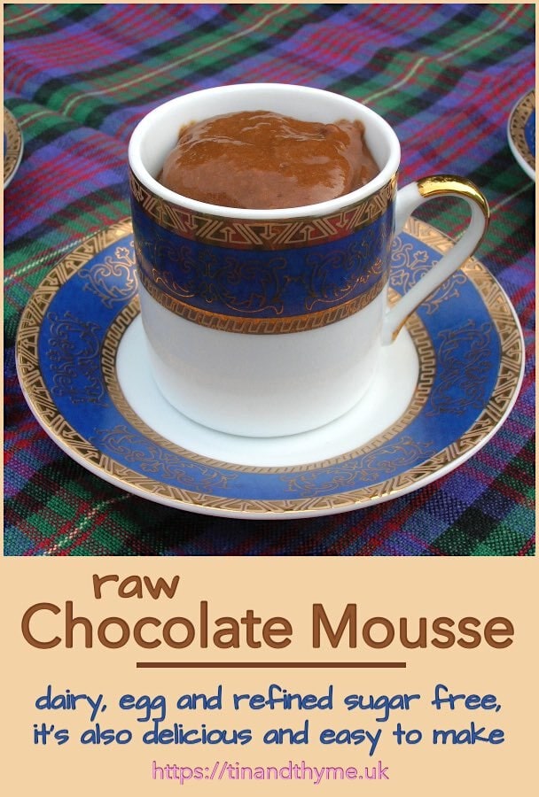 Healthy raw chocolate mousse in a cup.