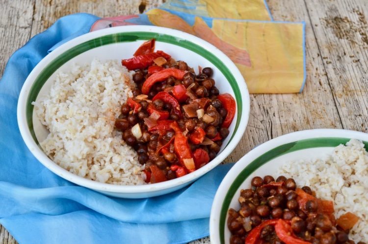 Sweet Red Pepper & Carlin Pea Stew with Rice.