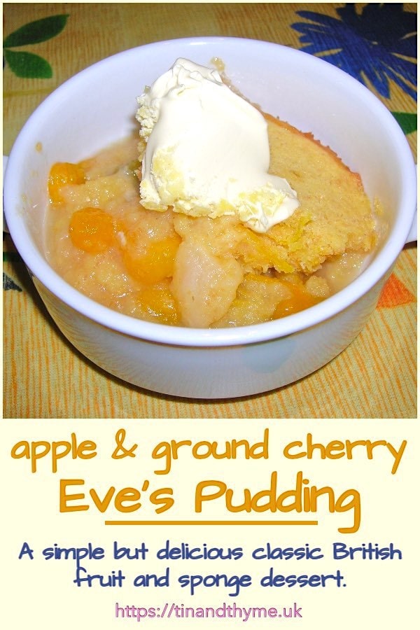 Apple & Ground Cherry Eve's Pudding with a good dollop of Cornish clotted cream.