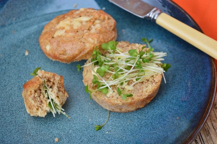 Savoury Cheese and Apple Lunch Muffin with Cress.