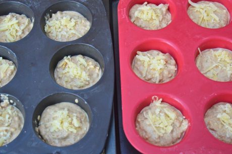 Savoury cheese and apple muffins just about to go into the oven.
