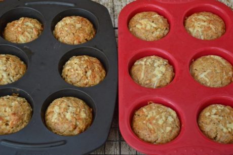 Savoury cheese and apple muffins just out of the oven.