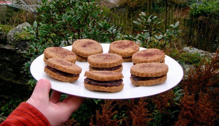Chestnut Biscuits with a Chocolate Cream Filling.