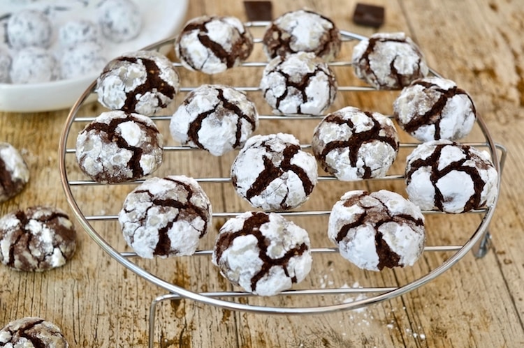 Chocolate Crinkle Cookies with Roasted Hazelnuts.