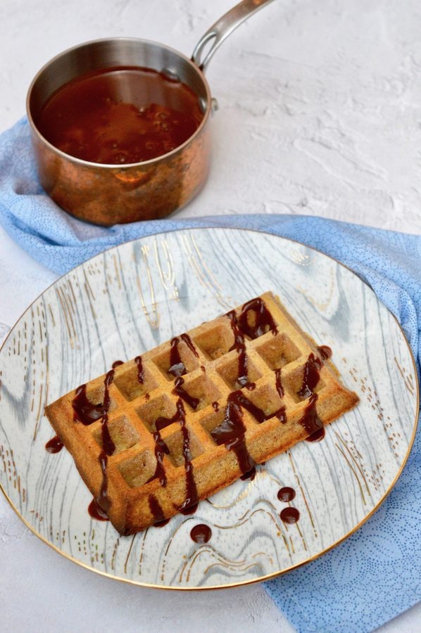Oven Baked Waffles with Maple Chocolate Sauce