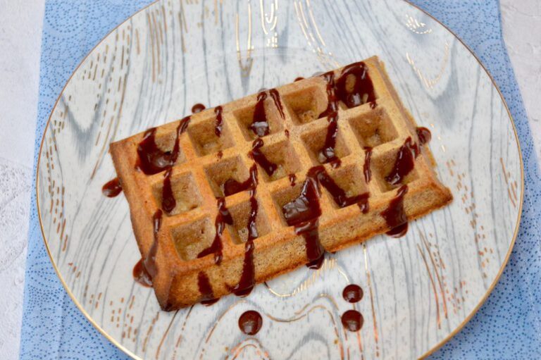 Oven Baked Waffles with Maple Syrup Chocolate Sauce