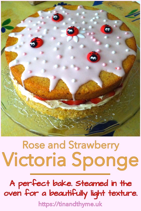 Rose and Strawberry Victoria Sponge Cake.