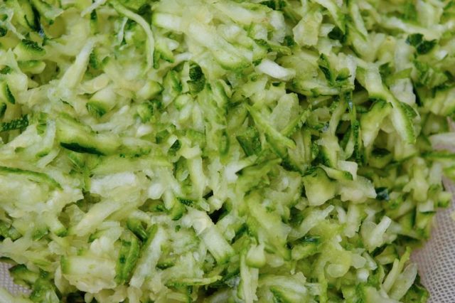 Grated courgettes.