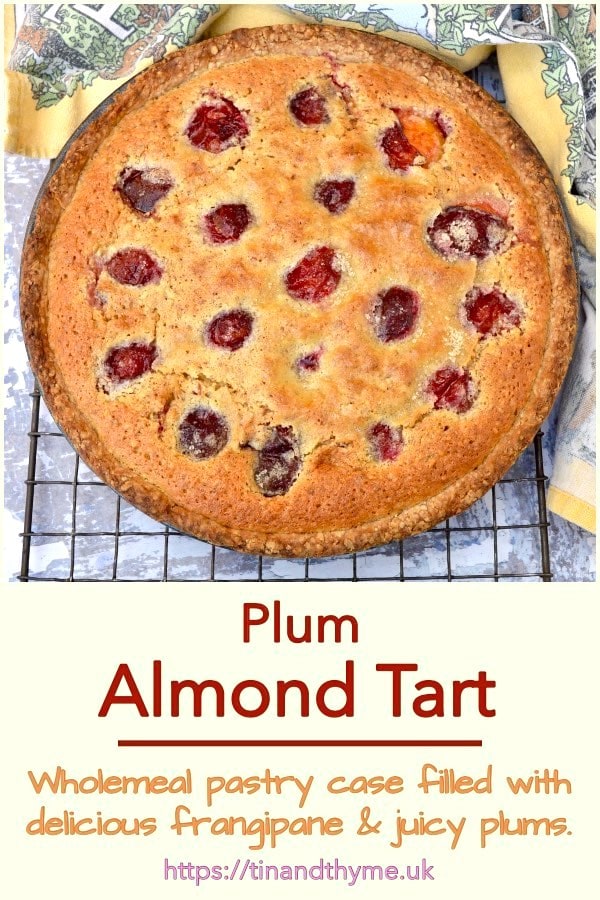 Plum Almond Tart with wholemeal pastry.