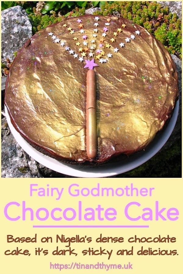 Fairy Godmother Chocolate Cake with wand decoration.