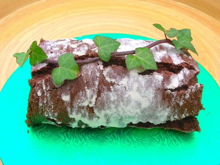 Chocolate Log with a Boozy Whipped Dark Chocolate Ganache Filling.